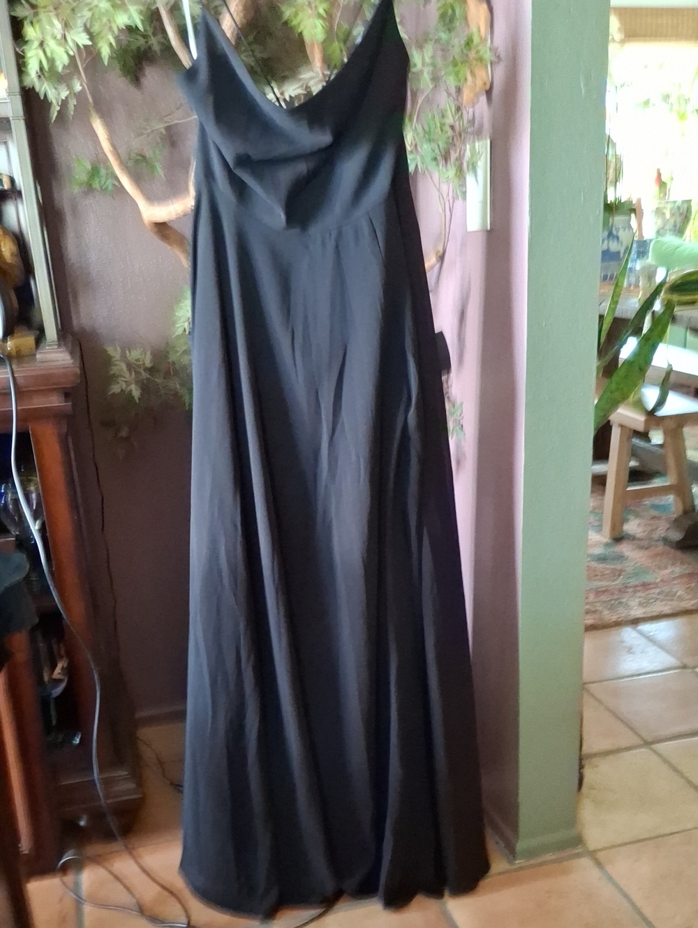Lulus Black Satin Cowl Neck Maxi Dress